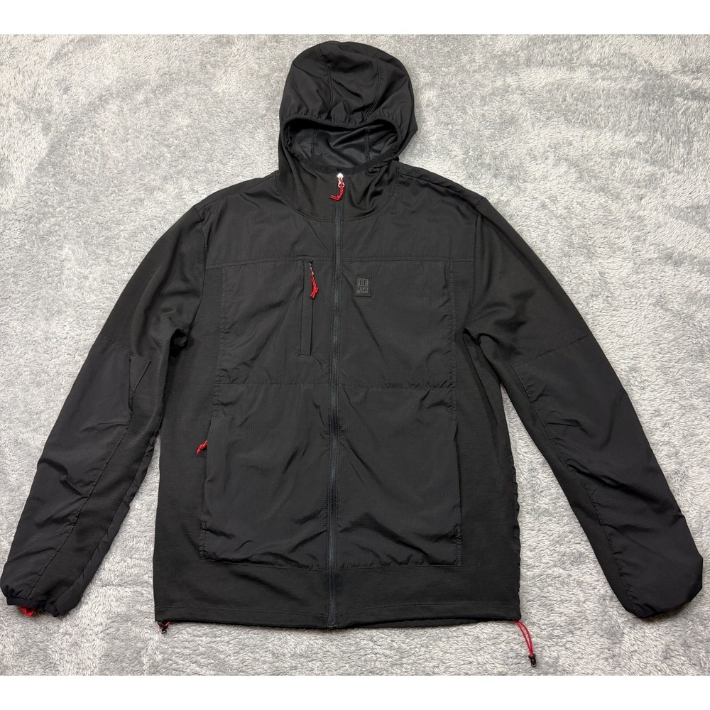 Topo Designs Jacket Mens M Medium Black Hooded Windbreaker Full Zip  Outdoor